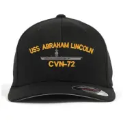 Uss cvn-72 embroidered stretch flex fit baseball cap (size S/M, L/XL, XXL)