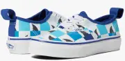 NEW! Vans Kids' Authentic Elastic Glow Checkerboard Sharks SZ 11 FREE SHIPPING