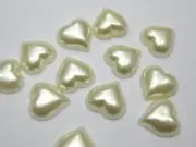 50 Ivory Heart Half Pearl Bead 15X15mm Flat Back Scrapbook Craft