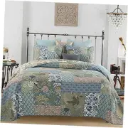 Oversized King Bedspreads Patchwork Quilt Set (120x118 Inch) - 100% Cotton