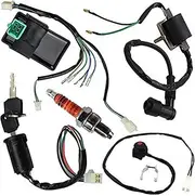 Vuzmode Compatible with Wire Harness Wiring Loom Ignition Coil Kit, for 125CC 110CC 90CC 70CC 50CC Kick Start Dirt Pit Bike ATV Quad Bike Go Kart Engine Ignition Coil Pack