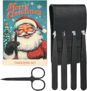 5-Pack Stainless Steel Tweezers Set for Women with Curved Scissors, Great Precis