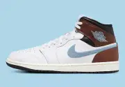 Nike Air Jordan 1 Mid SE White Blue Grey Brown Sail FQ7831-142 sz 11 Men's