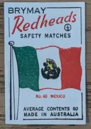 1957 Brymay Redheads Unused Label Flags Around the World #40 Mexico - NM.