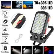 COB LED Work Light Magnetic USB Rechargeable Camping Lamp Torch Flashlight +Hook