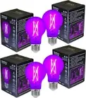 4 Pack E26 A19 Filament LED Black Light Bulbs, UVA 395Nm 6W Blacklight Bulb 100W