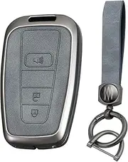KUNIO Zinc Alloy Key Fob Cover Case Compatible with RAV4 C-HR Camry Key Holder Keychain Key Shell Grey