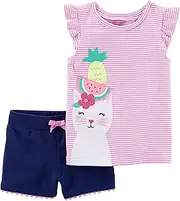 [Carter's] Baby Girls Tropical Kitty Shorts Set