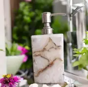 5" Stunning White Quartz Stone Soap Dispenser Handcrafted Crystal Healing Decor