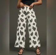 Anthropologie Maeve The Colette Wide-Leg Cropped Embroidered Pants 8 NWT