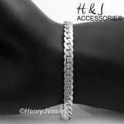 7"-11"MEN Stainless Steel 6mm Silver Miami Cuban Curb Link Chain Bracelet*B155