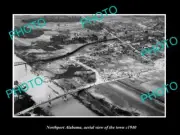 OLD POSTCARD SIZE PHOTO NORTHPORT ALABAMA, AERIAL VIEW OF THE TOWN c1940