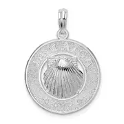 Sterling Silver De-Ani Rhodium-Plated Jamaica Round Circle With Shell Pendant