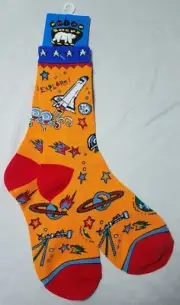 Space Socks Polar Socks Space Theme Size 8-11 New With Tag Yellow Womens