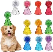 10 Pcs Pet Birthday Hat - Adjustable Mini Party Hats for Dogs, Cats, Rabbits & Small Animals, Multi-Color Cute Birthday Hats for Kittens & Stuffed Animals Friends Celebration