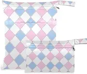 [Amooorous] Powder Blue Square reusable wet clothes bag 2 Pack travel essentials for flying with handles for pool, bathing