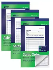 Better Office Products Sales Order Books, 6 Pack, 2-Part Carbonless (White/Ca...