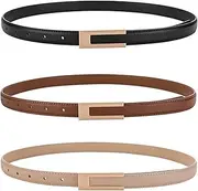 [KEYRI] Ladies Adjustable Leather Belts for Women Ladies Belts Retro Vintage Belt Women's Accessories Skinny Belt for Dresse Jeans Buckle Thin Waist Belt Waist Strap Waistband