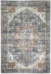 Distressed Vintage Cezanne Rabbit Gray Inca Gold Area Rug - VITAL 2244-04