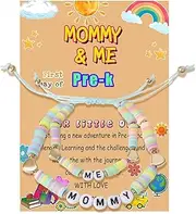[Unijew] First Day of PREK Bracelet, Mommy and Me Bracelet Set for 2 First Day of Rre-k School Gifts Back to Schoo for Boys Girls and Mommy, middle, Resin, no gemstone