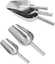 FUNNETOYU 5Pcs Stainless Steel Food Scoops Ergonomic Ice Scoop Flour Shovel Kitchen Tools for Home Bar Party Use Mirror Polish Finish