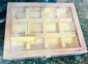 Wooden Spice Box 10x8 Inch - Decorative Masala Dabba Organizer with Glass Lid 12