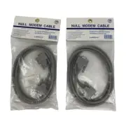 Lot 2x 6ft D-Sub Null Modem Cable Female/Female RS232 Serial Cable