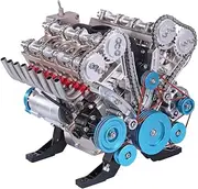 XMBRICDIYY V8 Engine Kit That Works, Mini Metal Mechanical Engine for Car, 500+Pcs DIY Assembly Steam Hobby for Adults-1:3 Scale