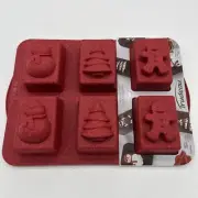 NEW Trudeau Silicone Holiday Mini Loaf Pan Red Christmas Makes 6 Loaves
