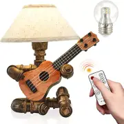 Vintage Industrial Robot Guitar Table Lamp with Bulb - Remote Control,Timer,Dimm