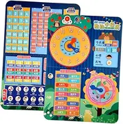 UTHCLO 1 Set Calendar Clock of Early Learning Recognition Puzzle for Preschoolers Interactive Educational for Weather Days and Seasons for Home and Classroom
