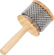 uxcell Wooden Cabasa Percussion 3.3" Music Hand Shaker Musical Instrument with Metal Beads for Band Music Education Party Performance (Wood Color)
