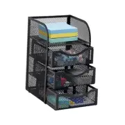 Mini Desk Supplies Office Supplies Organizer, 3 Drawers, 1 Top Shelf Black