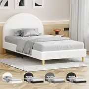 ALFORDSON King Single Size Bed Frame Calla Series, Boucle Fabric White, Bed Base Mattress Platform Foundation with Headboard