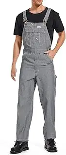 [HISEA] Men's Denim Bib Overall, Mens Relaxed Fit Overall Midweight Workwear with Adjustable Straps and Convenient Tool Pockets