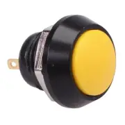 Yellow Button Black Momentary Vandal Resistant Push Button Switch 2A SPST