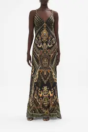V NECK FULL LENGTH BIAS SLIP DRESS DUOMO DYNASTY