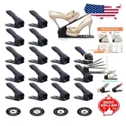Dual-Level Adjustable Shoe Storage Stackers with Anti-Slip Surfaces - 16-Pack