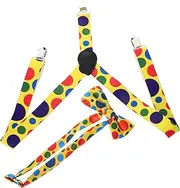 [WRITWAA] Baby Boy Suspenders Bowtie Outfit Child Kids Suspender Bowtie Set Clown Bow Tie Suspenders Matching Bow Tie for Kids Kids Party Outfit