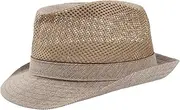 [Lirixus] Mesh Fedora Hat for Men,Trilby Hat,Sun Beach Hat,Panama Hat Khaki