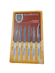 Rare One Of A Kind To Find New Regent Sheffield Steak knives set of 6 cornflower