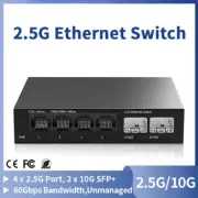 2.5GbE Switch 2.5GBASE-T 4 Port 2.5G RJ45 with 2 Port 10G SFP+ Fanless Plug Play