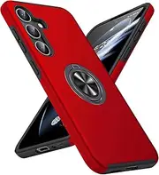 ELEPIK Invisible-Stand Series for Samsung Galaxy S22 Case with Ring Holder Kickstand, [Military Grade Drop Protection] Slim Phone Case, Red