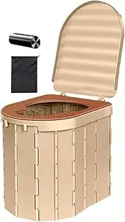 Portable Folding Toilet,Lidded Outdoor Composting Toilet - Bucket Toilet Seat Camping Bathroom with 15 Trash Bags and Storage Bag for Camping, Hiking