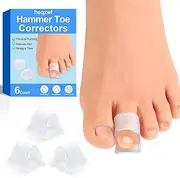 Hammer Toe Corrector, 6 Pack Toe Spacers, Toe Straighteners for Curled Toes, Bunion Corrector for Preventing Rubbing & Relieve Pressure (Small)