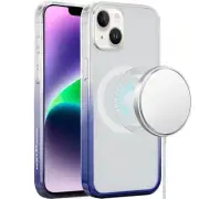 For iPhone 13/14 Case Magnetic Circle Gradient Two Tone Cover + Tempered Glass