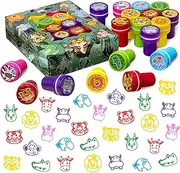 DMIGHT Jungle Safari Party Favors 20 PCS Wild Animals Stamps for Kids Birthday Gifts, Zoo Animal Stamps for Kids, Self Inking Stamps for Kids