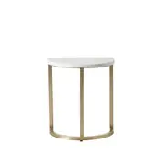 Bone Inlay Half Moon Side Table Beige with Gold Frame 44cm