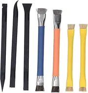 Respicefinem Pry Tool Brush Set ABS Stainless Steel Electronic Repair Cleaning Kit Double Head Anti Slip Spudger and Dual End Brush Ideal for Mobile Phone Tablet PC Watch Glasses
