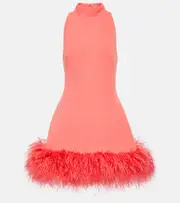 [Safiyaa] Safiyaa Ratana feather-trimmed crêpe minidress AU 8 orange